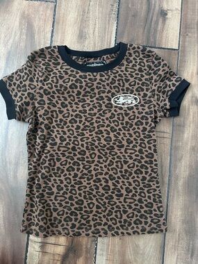 BADBLOOD Korea Leopard Short Sleeve Tee with Black Trim